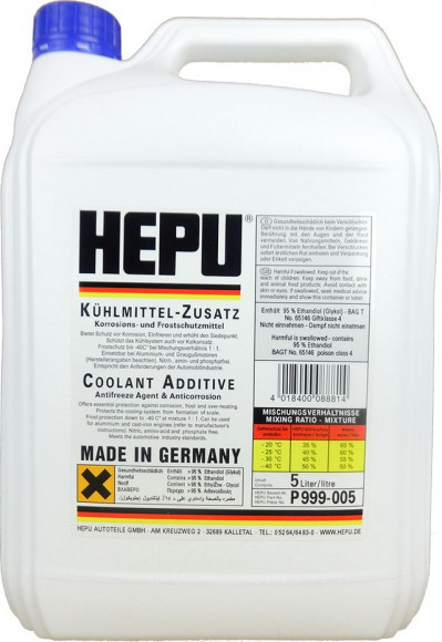 Антифриз концентрат HEPU G11 синий (5 л) 1*4шт