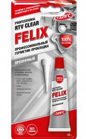 Профессиональный герметик-прокладка FELIX (прозрачный) 85г (12шт) Профессиональный герметик-прокладка FELIX (прозрачный) 85г (12шт)