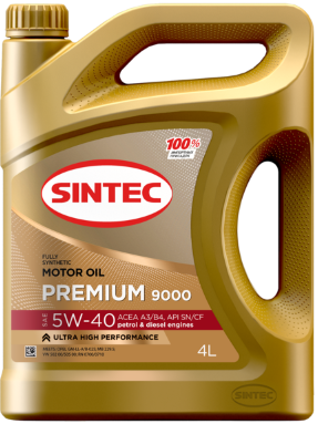 Масло мотор. SINTEC PREMIUM 9000 SAE 5W40 ACEA A3/B4 API SN/CF 4л (1*4шт)