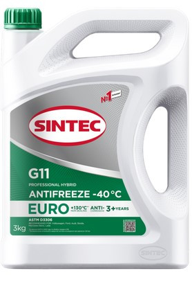 Антифриз A-40 Sintec Euro G11 (ЗЕЛЁНЫЙ) 3кг (1*4шт)