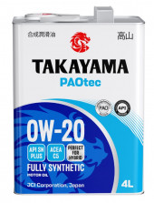 Акция 4+1 Масло моторное TAKAYAMA PAOtec SAE 0W20 C5 SN Plus металл (4л) 1*3шт