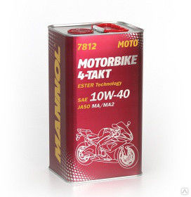 7812 Синт. моторн. масло MANNOL для мотоциклов  4-Takt Motorbike 10W40  (4л.) metal 1*4шт.