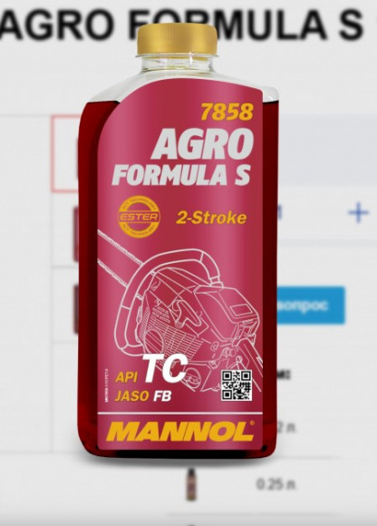 Масло мотор. 2-Takt MANNOL для двухтакт. двиг. с/х техники синт Agro Formula S TC 7858  (1л.) 1*20шт
