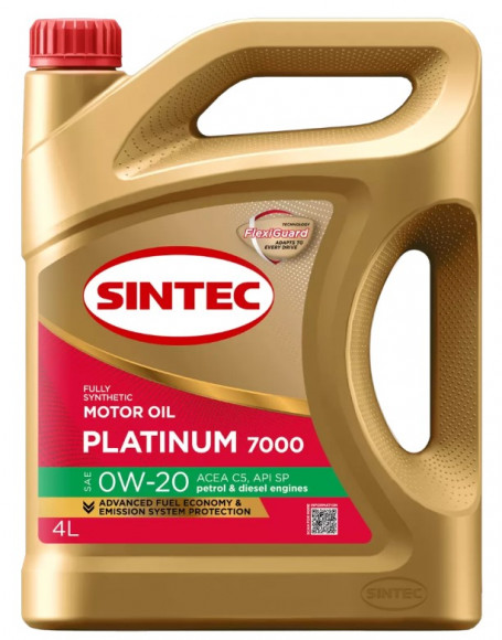Масло мотор. SINTEC PLATINUM SAE 0W20 ACEA C5 API SP 4л (1*4шт)