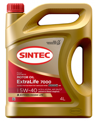Масло мотор. SINTEC EXTRA LIFE 7000 SAE 5W40 ACEA A3/B4 API SN/CF (4л) 1*4шт