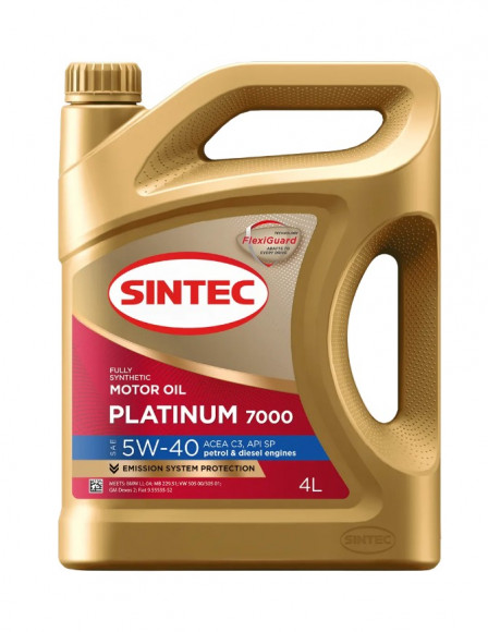 Масло мотор. SINTEC PLATINUM 7000 SAE 5W40 ACEA C3 API SP (4л) 1*4шт