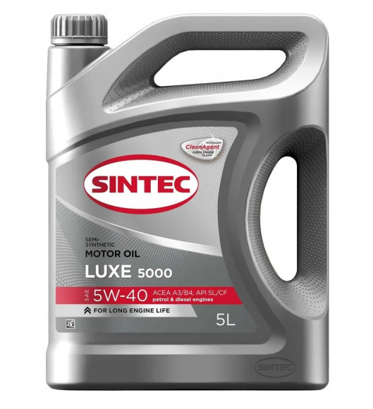 Масло мотор. SINTEC LUXE 5000 SAE 5W40 ACEA A3/B4 API SL/CF 5л (1*4шт)