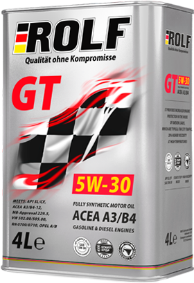 Масло мотор. ROLF GT A3/B4 SAE 5W30 ACEA A3/B4 (АКЦИЯ 4+1л) (4 л) 1*3шт