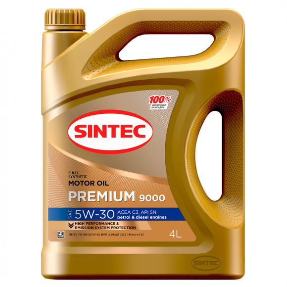 Масло мотор. SINTEC PREMIUM 9000 SAE 5W30 ACEA C3 4л (1*4шт)