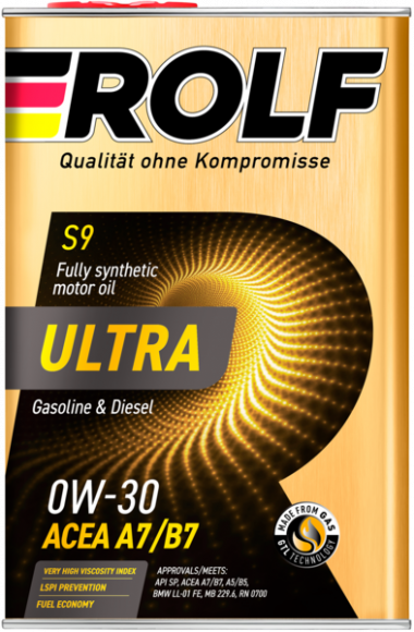 Масло мотор. ROLF ULTRA 0W30 ACEA A7/B7 API SP 4л+1л (1*3шт)