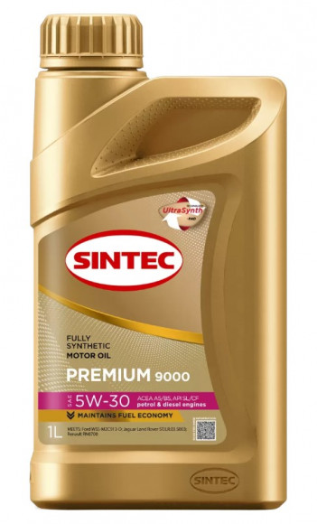Масло мотор. SINTEC PREMIUM 9000 SAE 5W30 ACEA A5/B5 API SL/CF (1л) 1*12шт