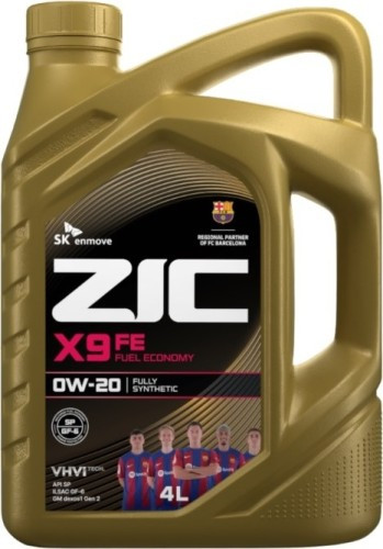 Масло мотор.  0W20 ZIC X9 FE SP пластик (4 л.) 1*4 шт.