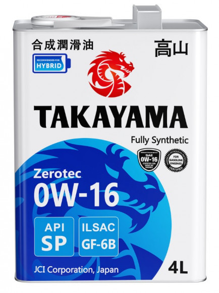 Масло мотор.  0W16 TAKAYAMA Zerotec ILSAC GF-6B SР (4л) металл 1*4шт