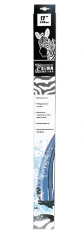Щетка стеклоочистителя БЕСКАРКАСНАЯ Azard "ZEBRA" (17'/430мм) /к-т 1 шт./ Щетка стеклоочистителя БЕСКАРКАСНАЯ Azard "ZEBRA" (17'/430мм) /к-т 1 шт./