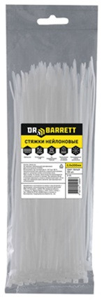 Стяжки нейлоновые DR.BARRETT, белый 2.5x200 мм S-05