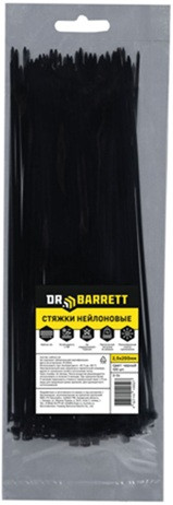 Стяжки нейлоновые DR.BARRETT, черный 2.5x200 мм S-06