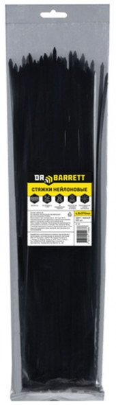 Стяжки нейлоновые DR.BARRETT черный, 4.8x370 мм S-24