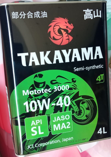 Масло моторное TAKAYAMA Mototec 3000 4T SAE 10W-40 API SL JASO MA-2 металл 4л (1*4шт)