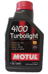 Масло мотор. 10W40 MOTUL 4100 TURBOLIGHT SN A3/B4 пластик (1 л.) 1*12 шт.