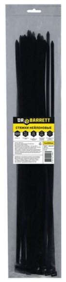Стяжки нейлоновые DR.BARRETT, черный 7.6x500 мм S-28