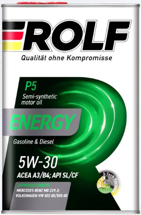 Масло мотор. ROLF Energy SAE  5W30 A3/B4 API SL/CF 4л+1л металл (1*3шт)