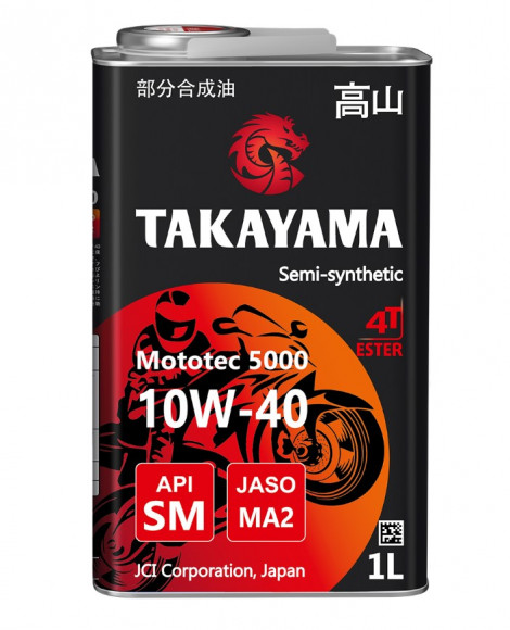 Масло мотор. 4T 10W-40 TAKAYAMA Mototec 5000 SM JASO MA-2 (1л) металл 1*12шт