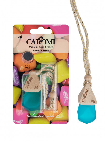 Ароматизатор автомобильный CAROMI #6 подвесной фруктовый БУБЛЬ ГУМ, 6 мл., по 10 шт.